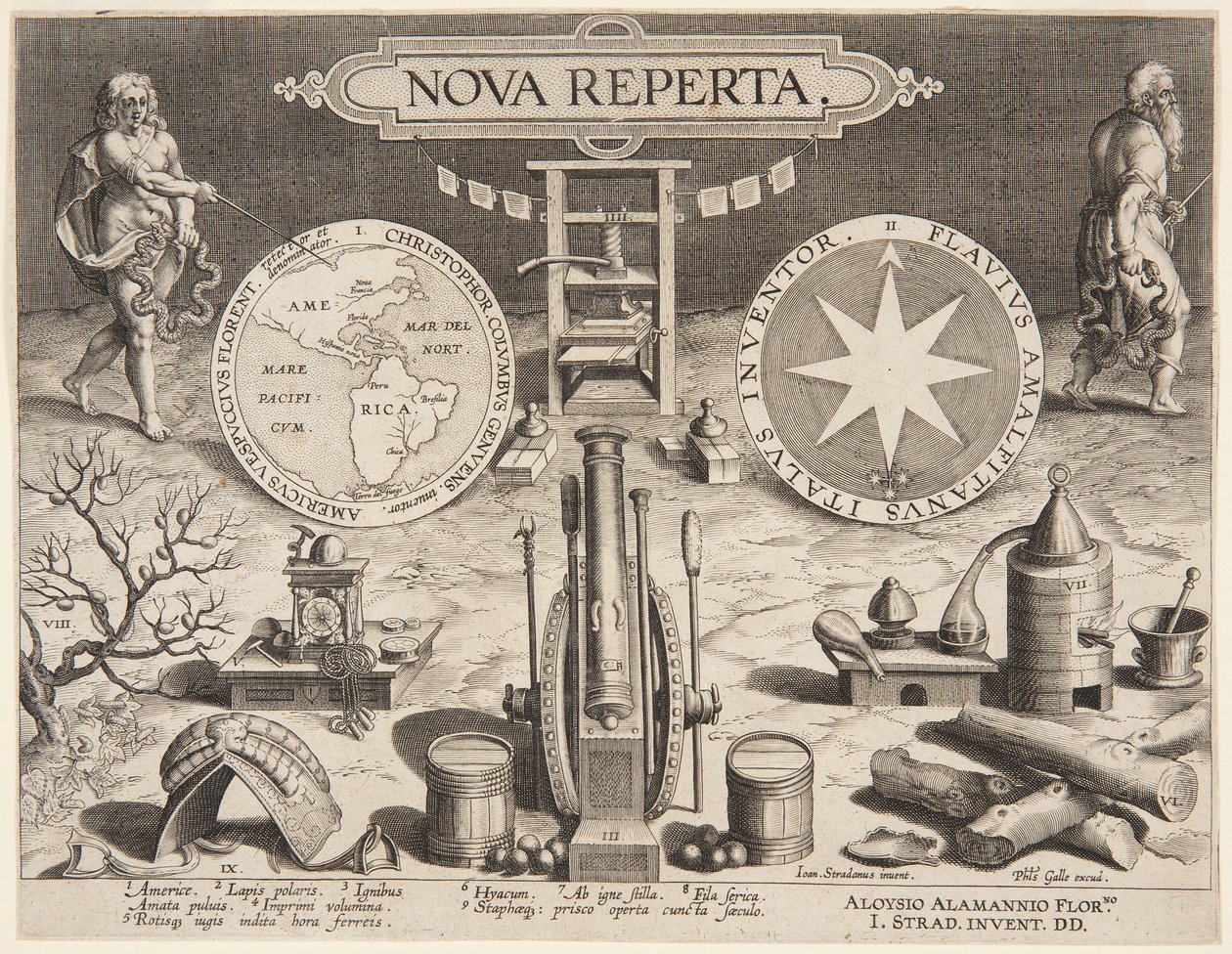 Página de título de "Nova Descoberta" de Jan van der Straet, called Stradanus