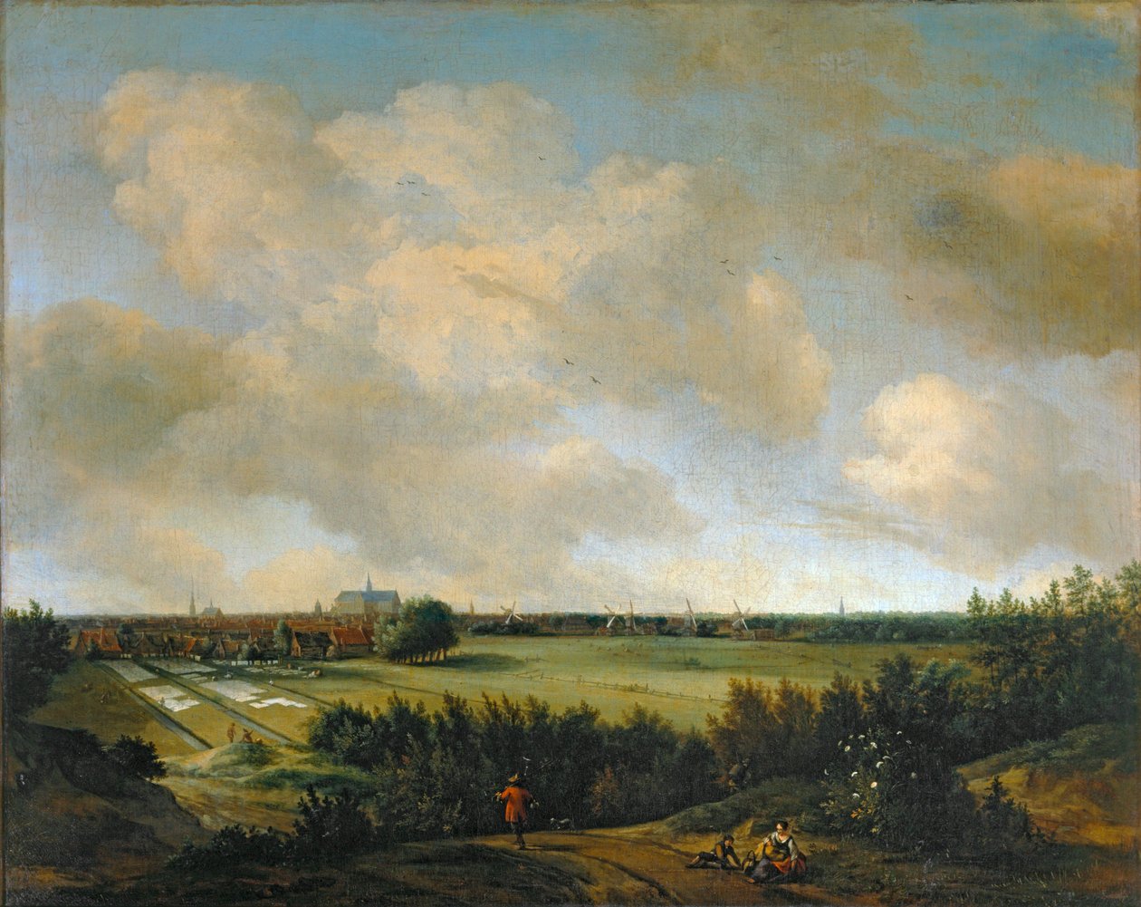 As lavadeiras de Overveen, perto de Haarlem ... de Jan van der the Elder Meer