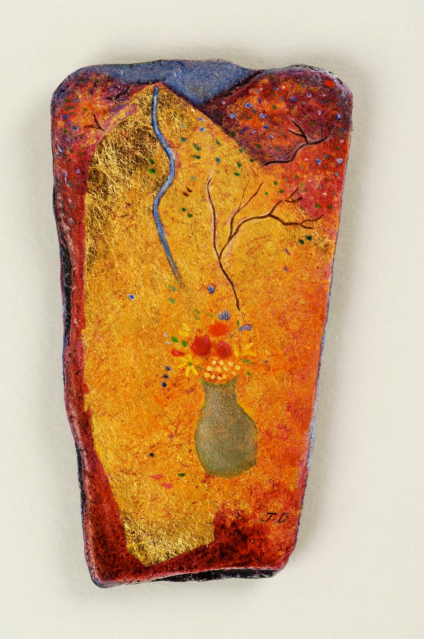 A Montanha Dourada, 2006 (óleo sobre ardósia) de Jane Deakin