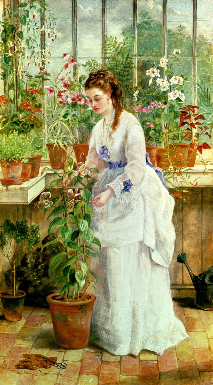 Jovem senhora em um conservatório de Jane Maria Bowkett