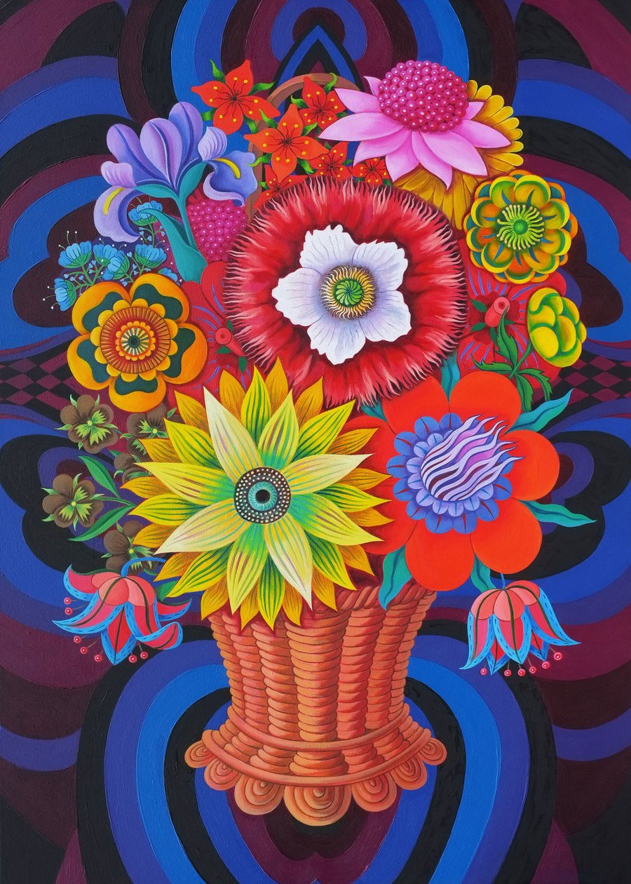 Floresce em uma cesta, 2013, de Jane Tattersfield