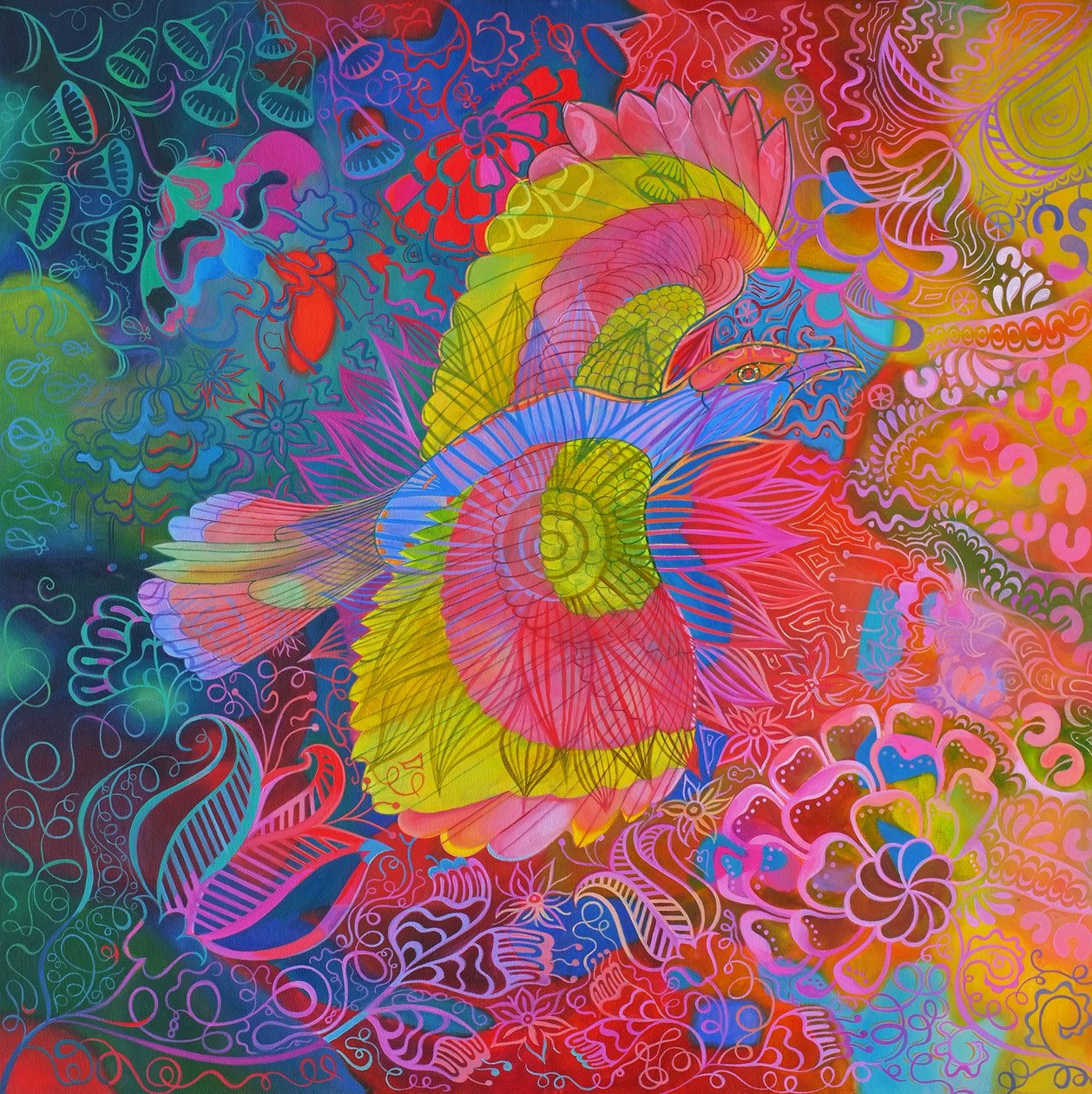 Pássaro de rolo indiano de vôo, 2013, de Jane Tattersfield
