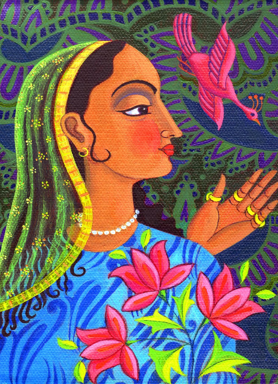 Maharani com pássaro magenta, 2011, de Jane Tattersfield