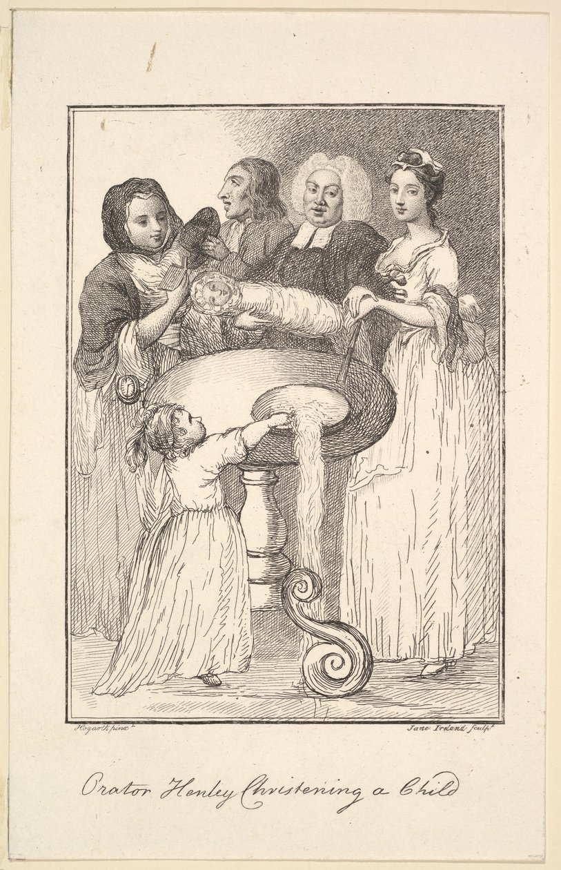 Orador Henley batizando uma criança, 1794. de Jane Ireland