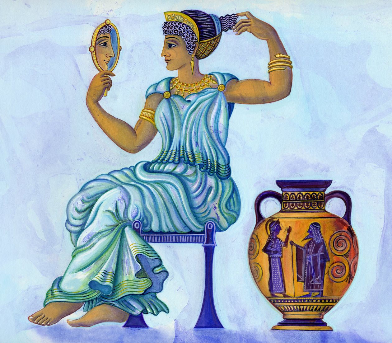 Mulher grega antiga, 2002 (tinta e guache) de Jane Tattersfield