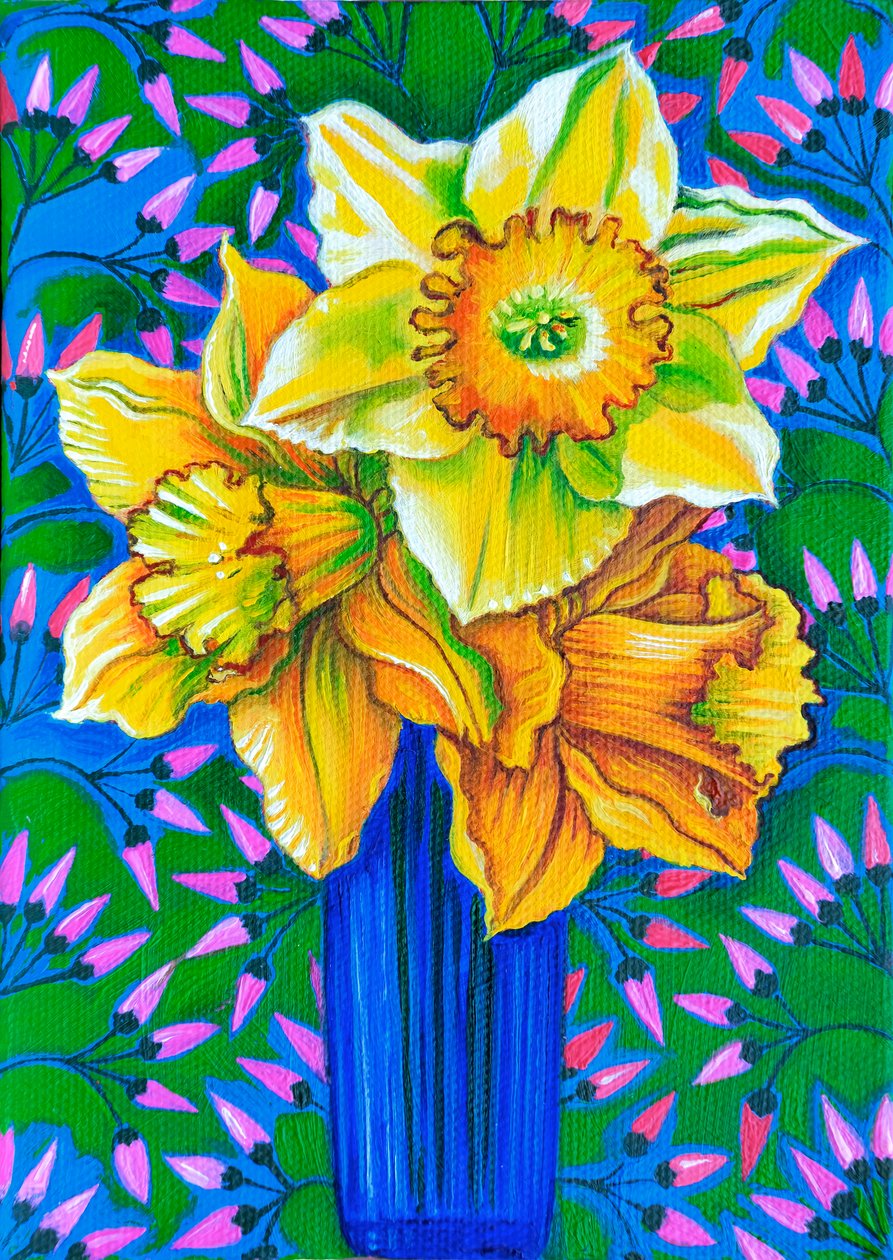 Narcisos,2017 (óleo sobre tela) de Jane Tattersfield