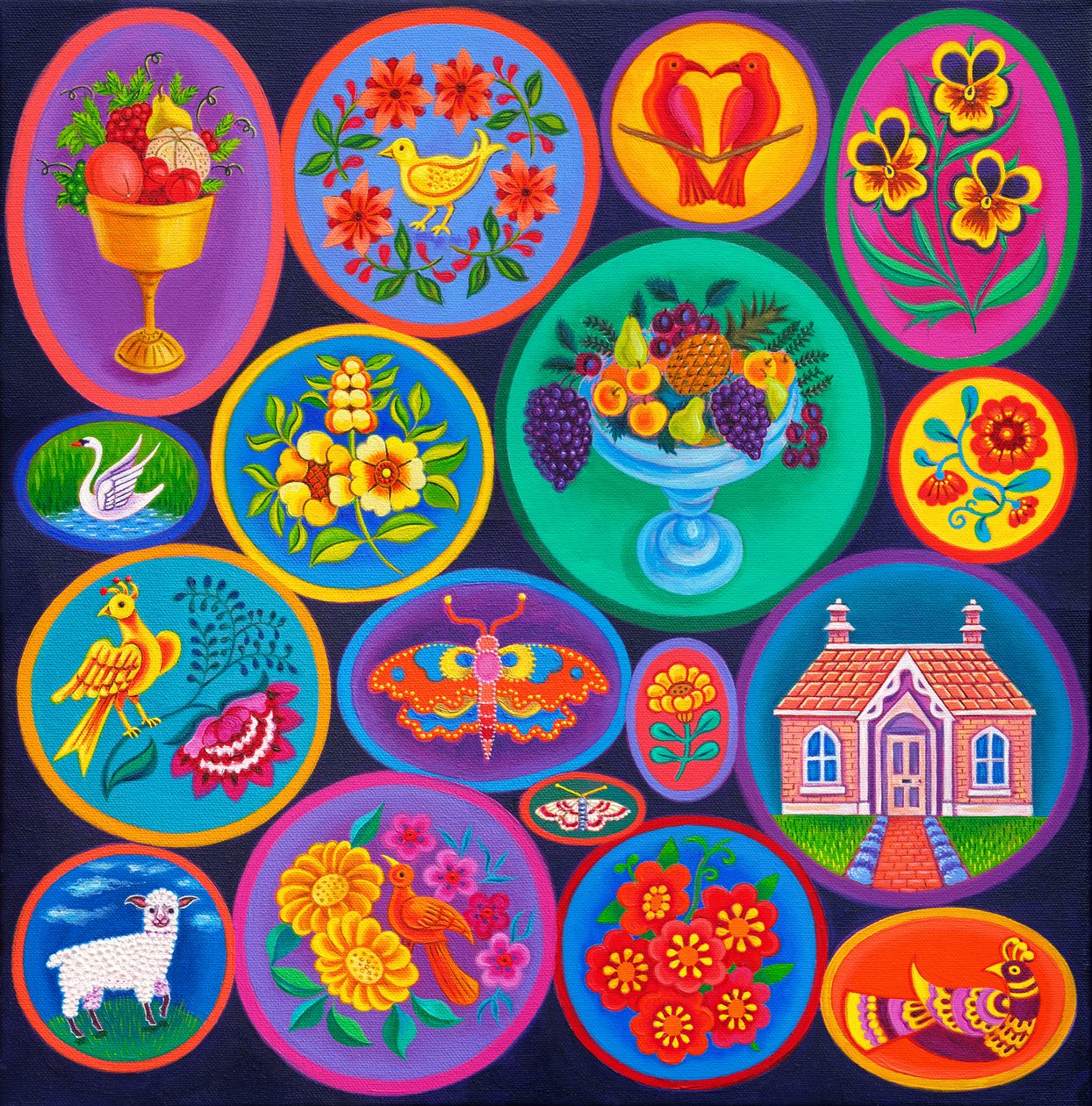 Círculos populares, 2024 (óleo sobre tela) de Jane Tattersfield