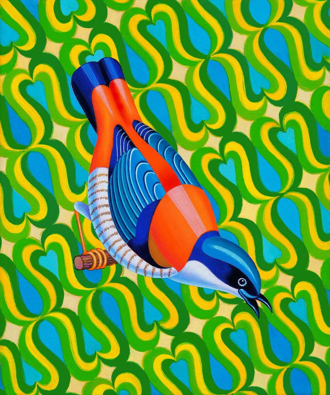 Ave Cutia dos Himalaias, 2023 (óleo sobre tela) de Jane Tattersfield