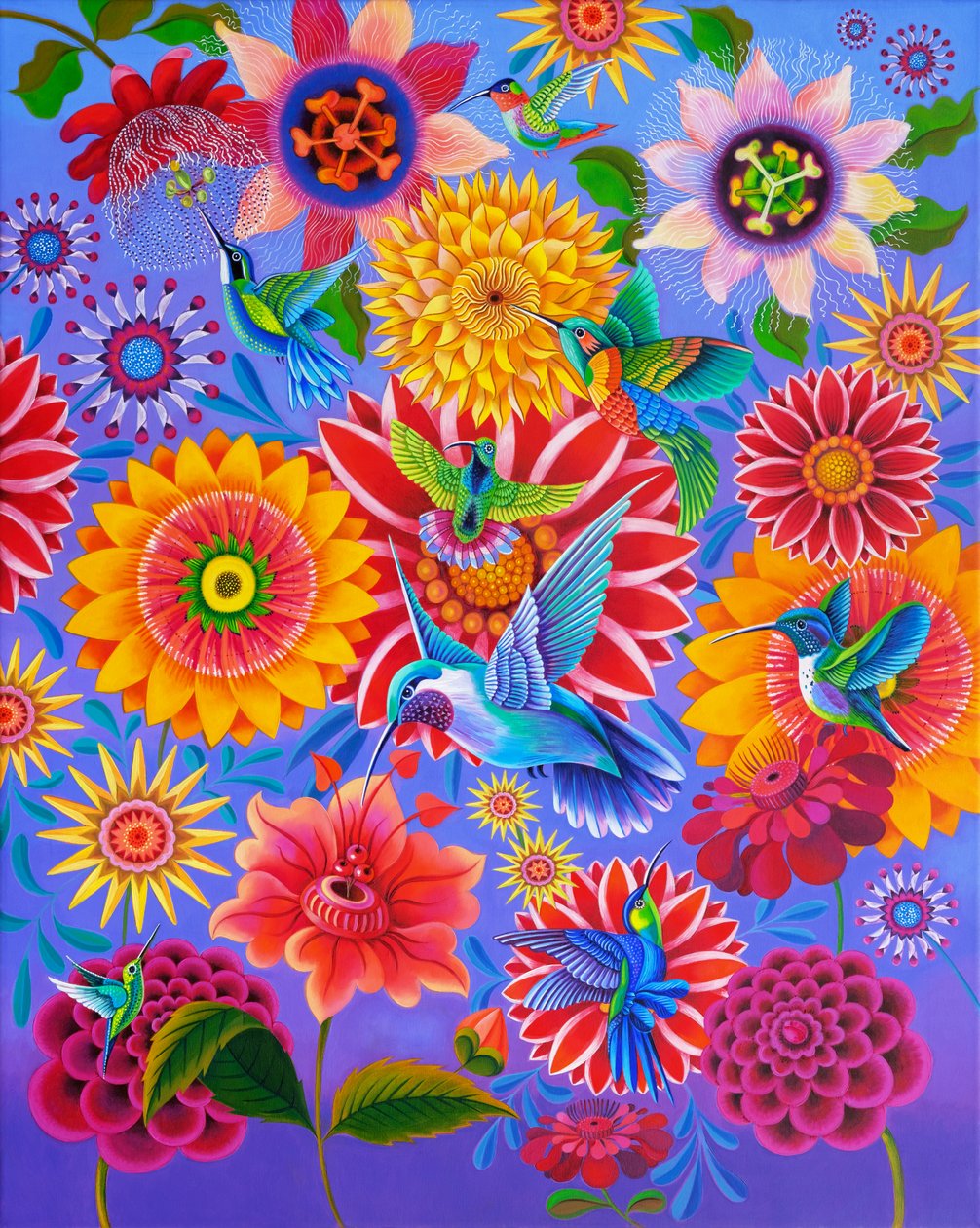 Colibris, 2024 (óleo sobre tela) de Jane Tattersfield