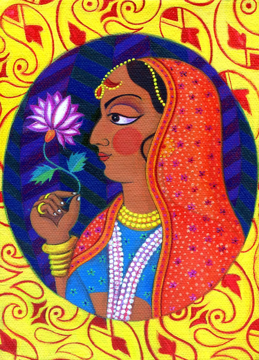 Maharani com flor branca e rosa, 2011, de Jane Tattersfield