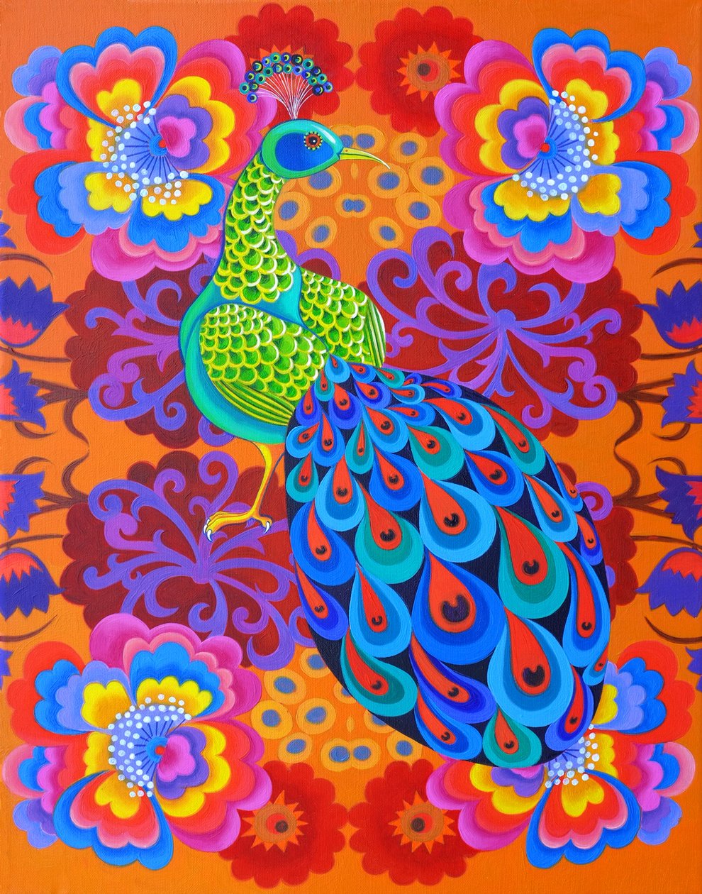 Pavão com flores, 2015, de Jane Tattersfield