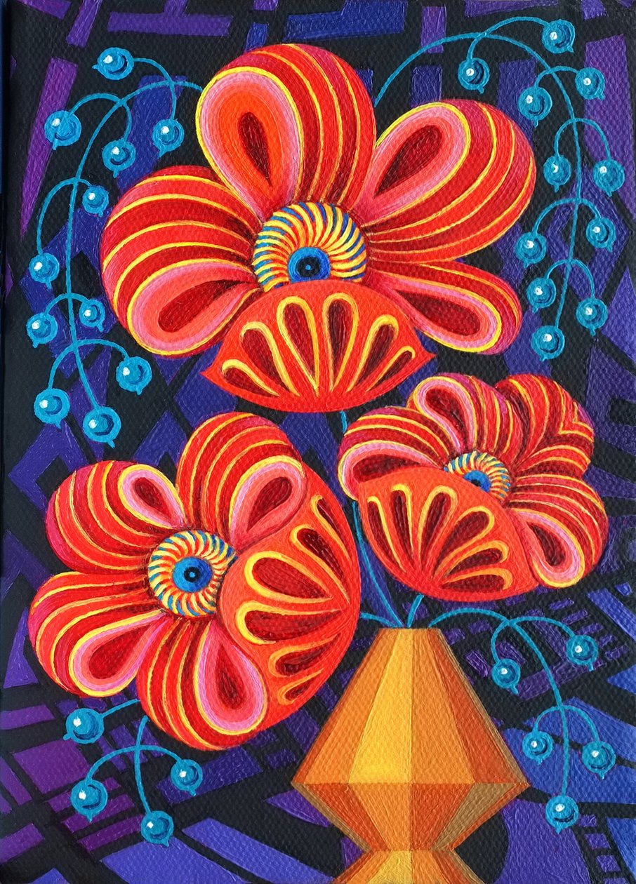 Flores vermelhas com bagas, 2016, de Jane Tattersfield