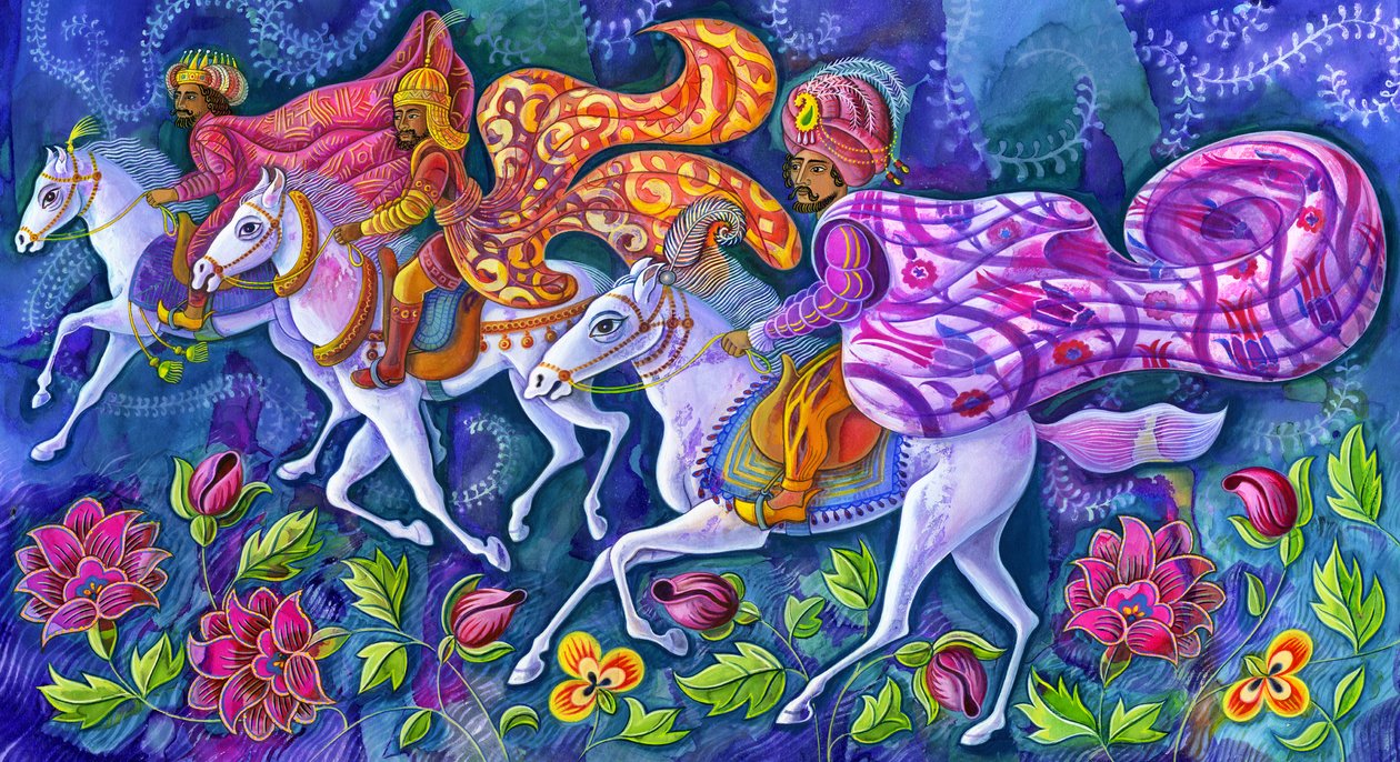 Os Três Reis, 2008 (tinta e guache) de Jane Tattersfield