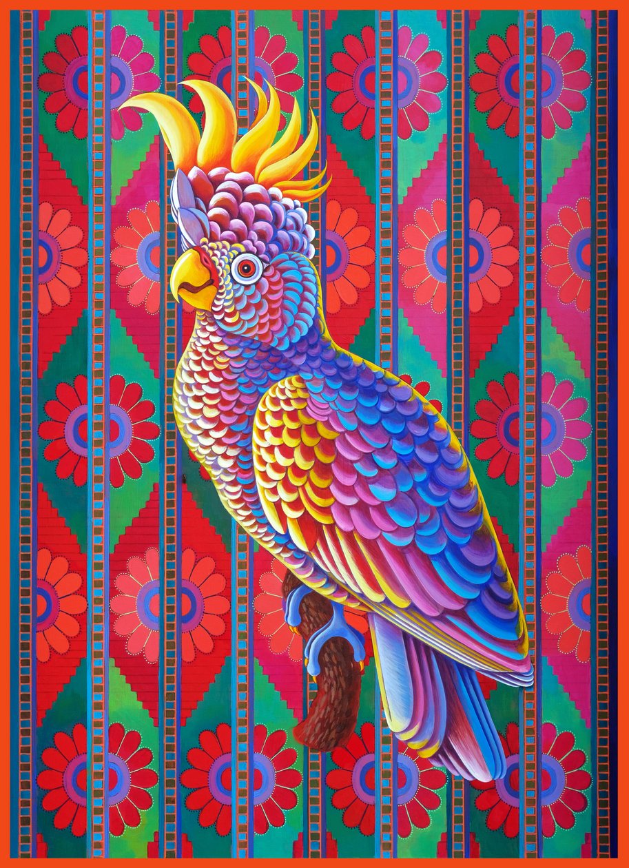 Catatua de crista amarela, 2022 (óleo sobre tela) de Jane Tattersfield