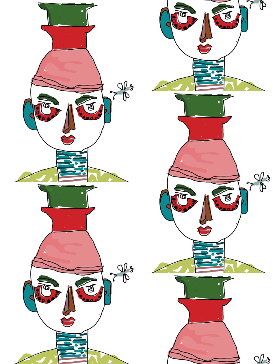 Faces em repetição, 2022 (photoshop) de Jane Willingale