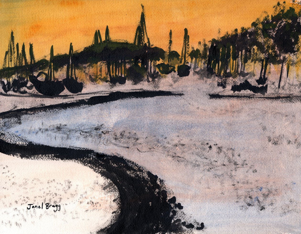 Cap Sante Marina a tinta, c.2020 (tinta e aguarela sobre papel) de Janel Bragg