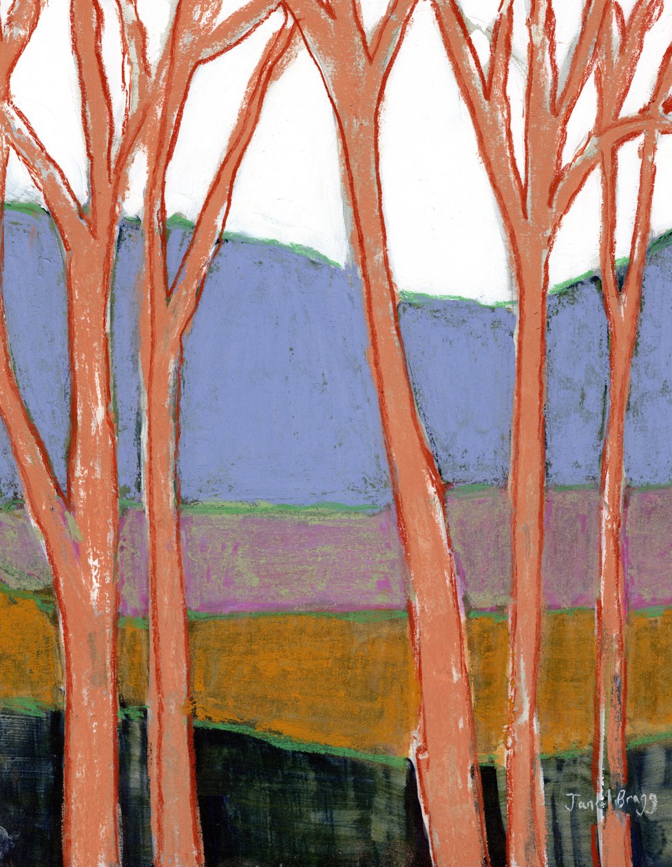 Edição Holiday Hideaway Blue Hill, c. 2024 (técnica mista sobre papel) de Janel Bragg