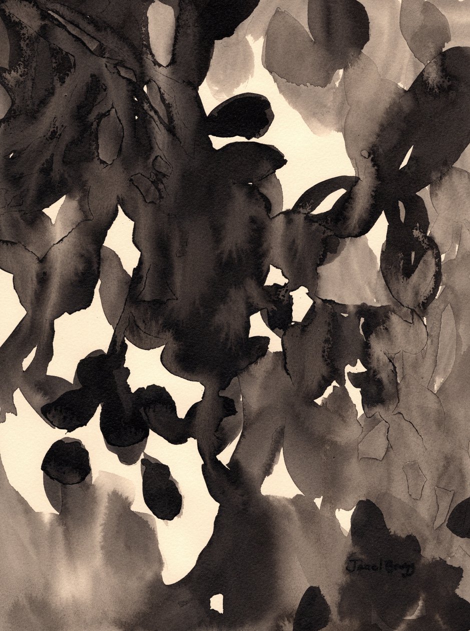 Folhas abstractas a tinta, c.2019 (tinta sobre papel) de Janel Bragg