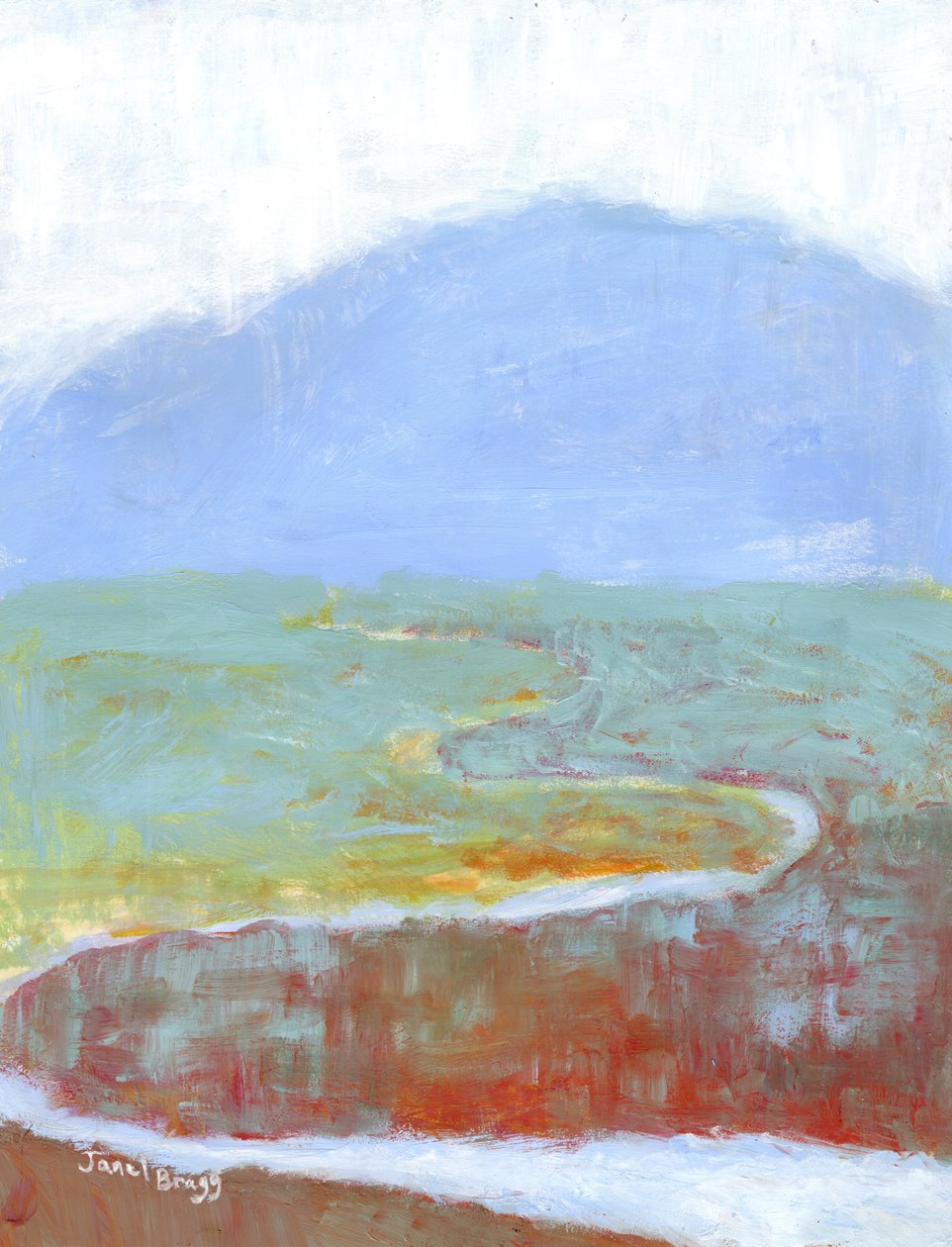 Paisagem montanhosa com lama e flores silvestres para Annabelle, c.2021 (caseína e aguarela sobre papel) de Janel Bragg