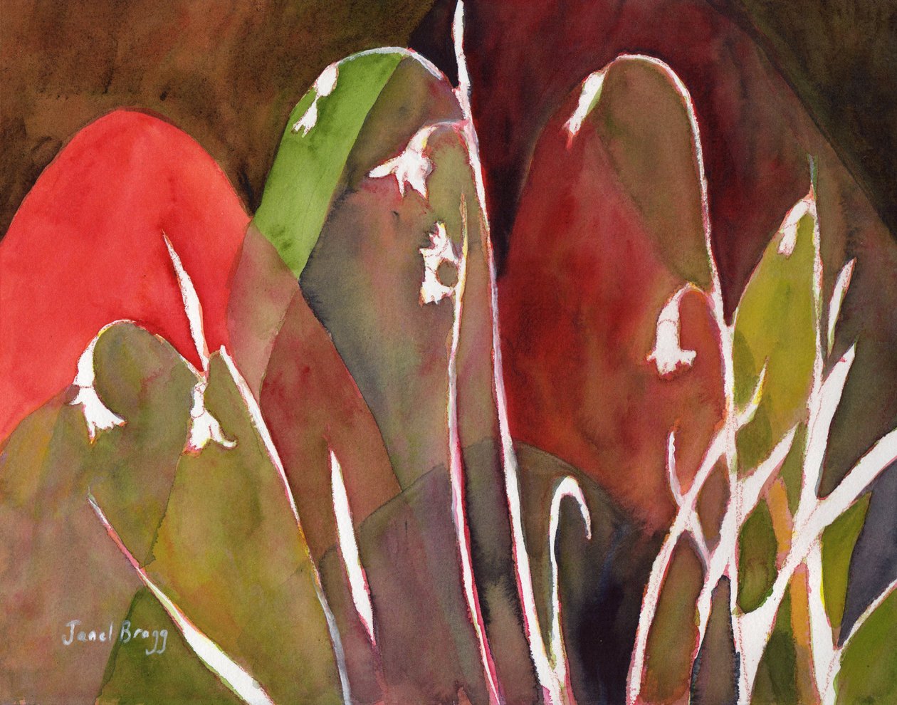 Snow Drops at the Gentry House, c.2018 (aguarela e caseína sobre papel) de Janel Bragg