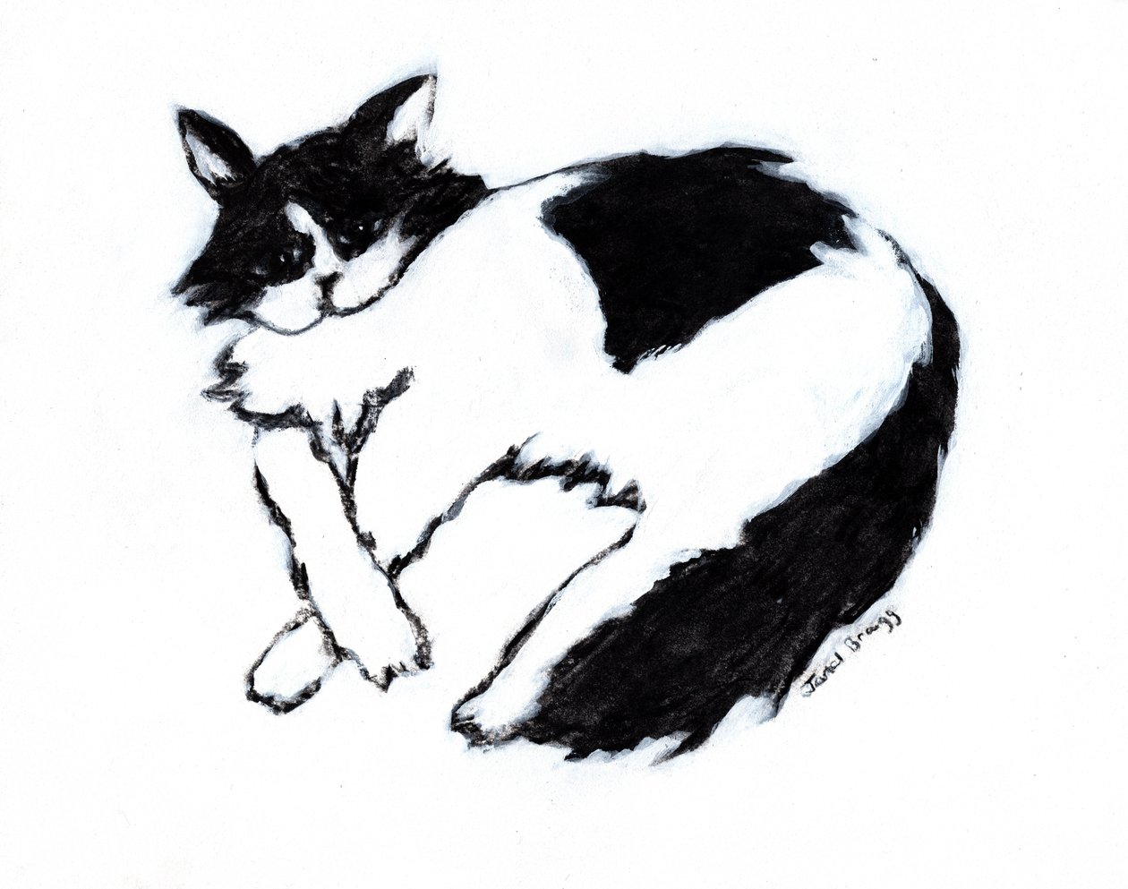 Thomas Lounging II, c. 2019 (técnica mista sobre papel) de Janel Bragg