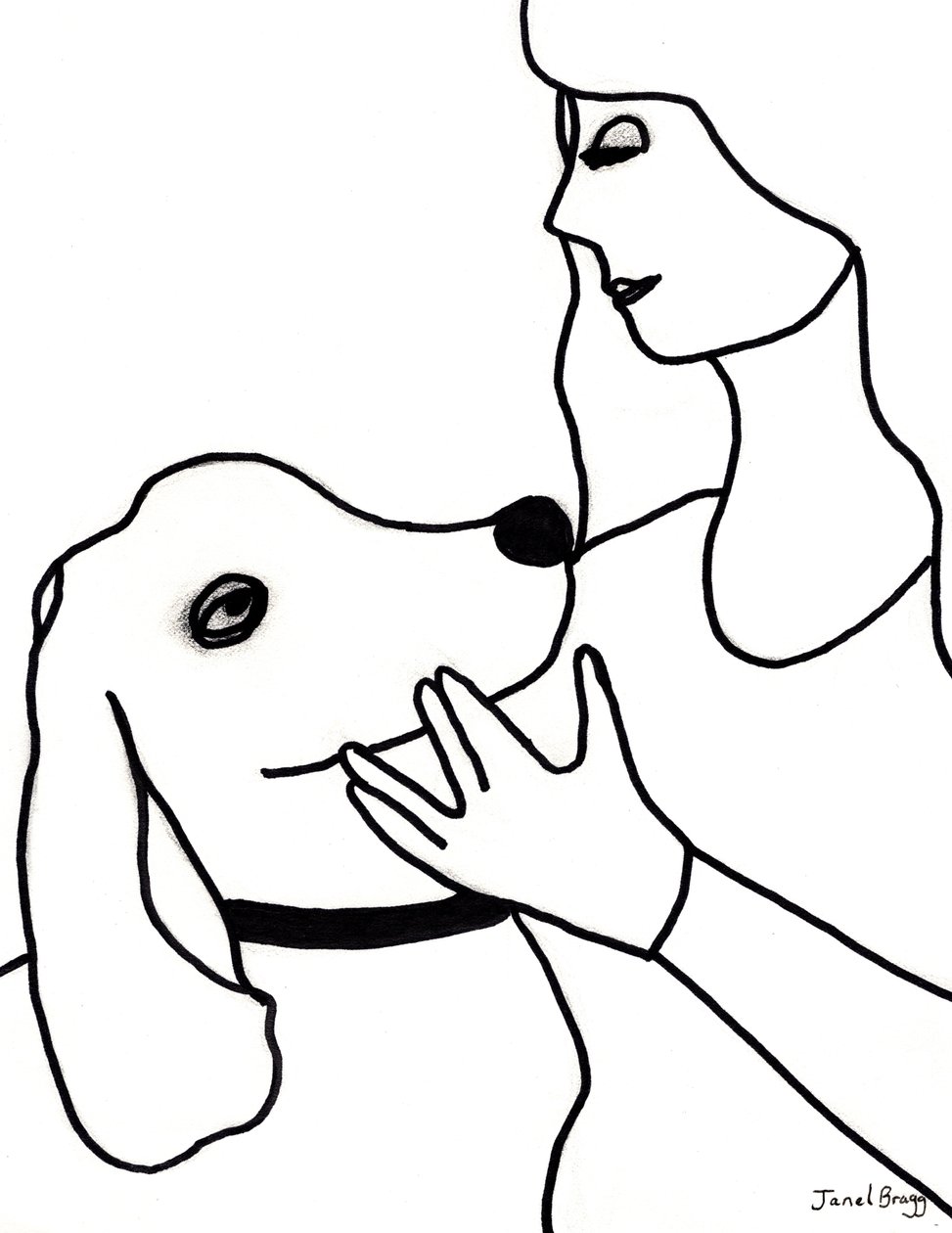 Vincent e Janel em Black Lines, c.2024 (marcador sobre papel) de Janel Bragg
