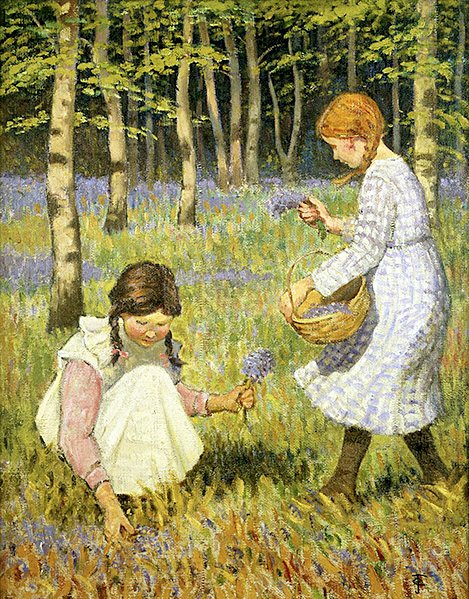 Colheita de campainhas azuis (óleo sobre tela) de Janet Fisher