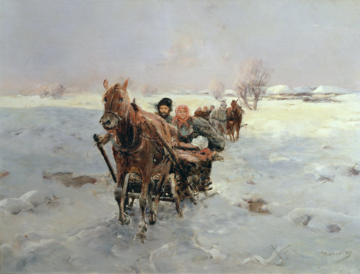 Trenós em uma paisagem de inverno de Janina Konarsky