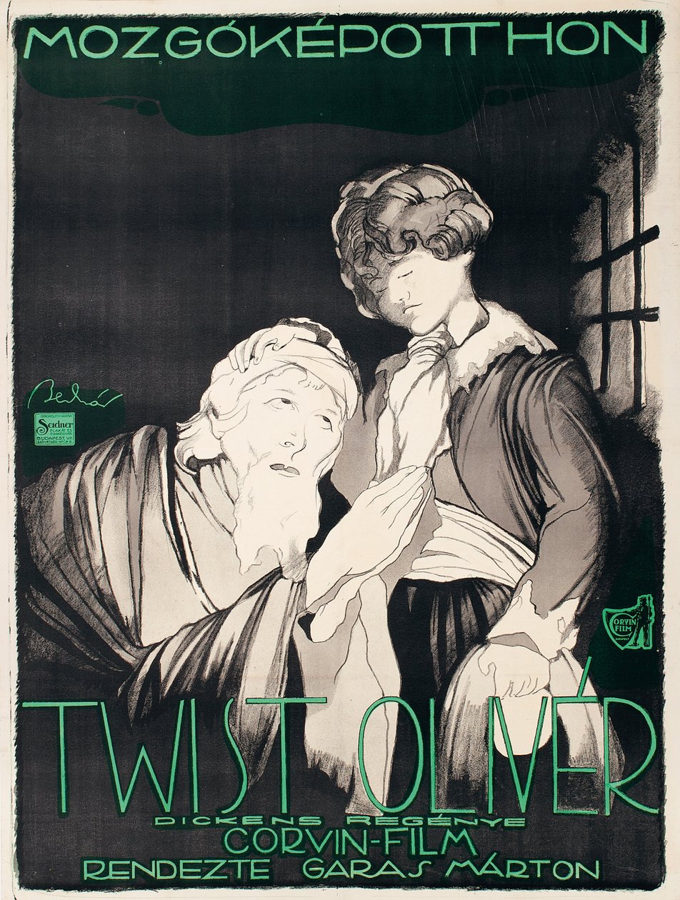 Cartaz do filme mudo &39;Oliver Twist&39;, da produtora húngara Corvin de Janos Bednar