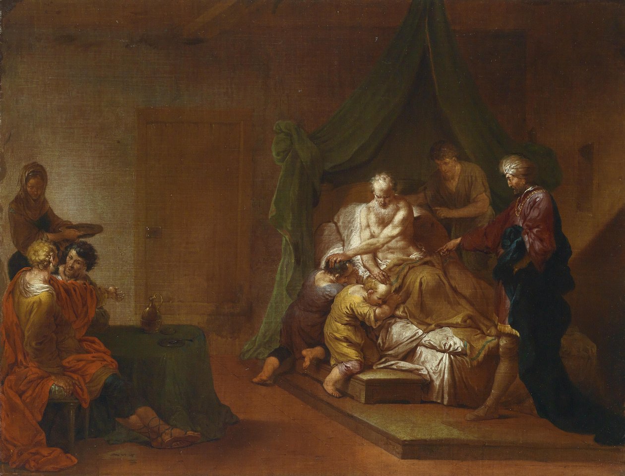 Jacó abençoa os filhos de José (Efraim e Manassés) de Januarius Zick