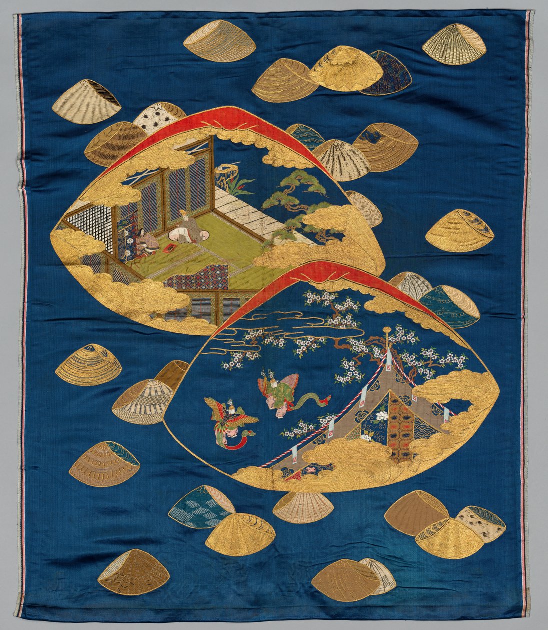 Capa de presente (Fukusa) com jogo de correspondência de conchas Tale of Genji de Japan, Meiji period