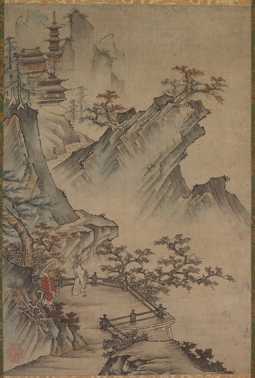 Literatus chinês vendo um vale de Japan, Muromachi period