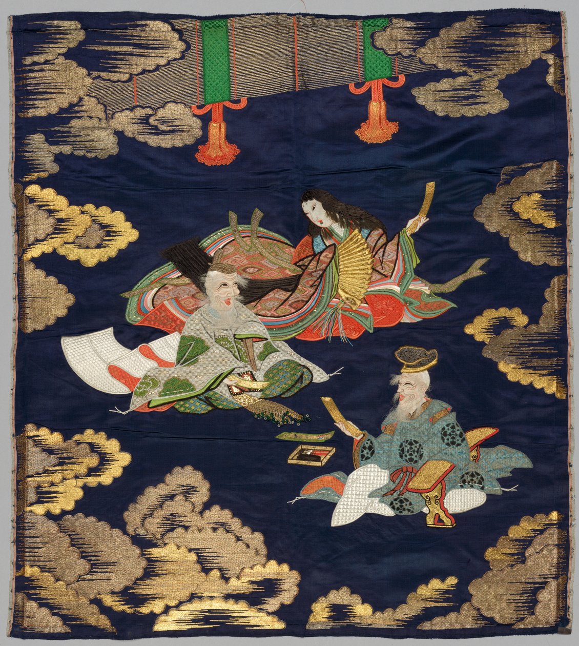 Fukusa bordado de Japan, late 19th early 20th century