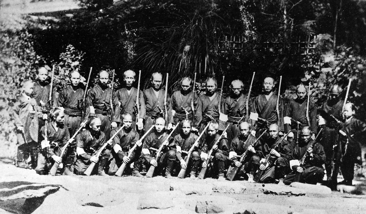 Uma tropa de soldados japoneses, c.1860s de Japanese Photographer