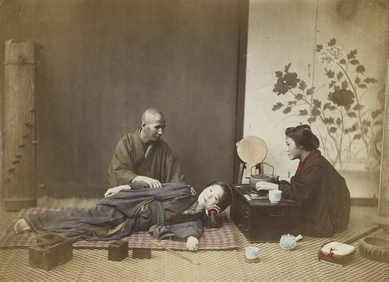 Interior doméstico japonês (foto de mão-colorido bw) de Japanese Photographer