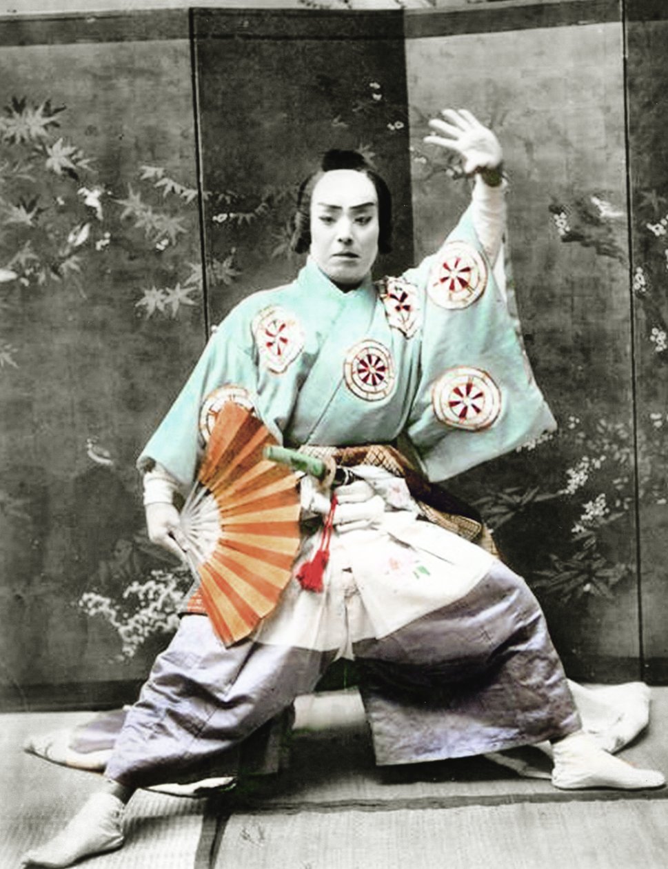 Ator de Kabuki, 1901 (foto de albumina colorida à mão) de Japanese Photographer
