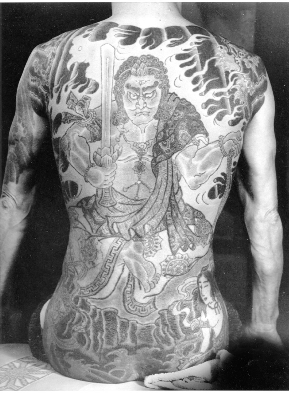 Homem, com, tradicional, japoneses, Irezumi, tatuagem, c.1910 de Japanese Photographer