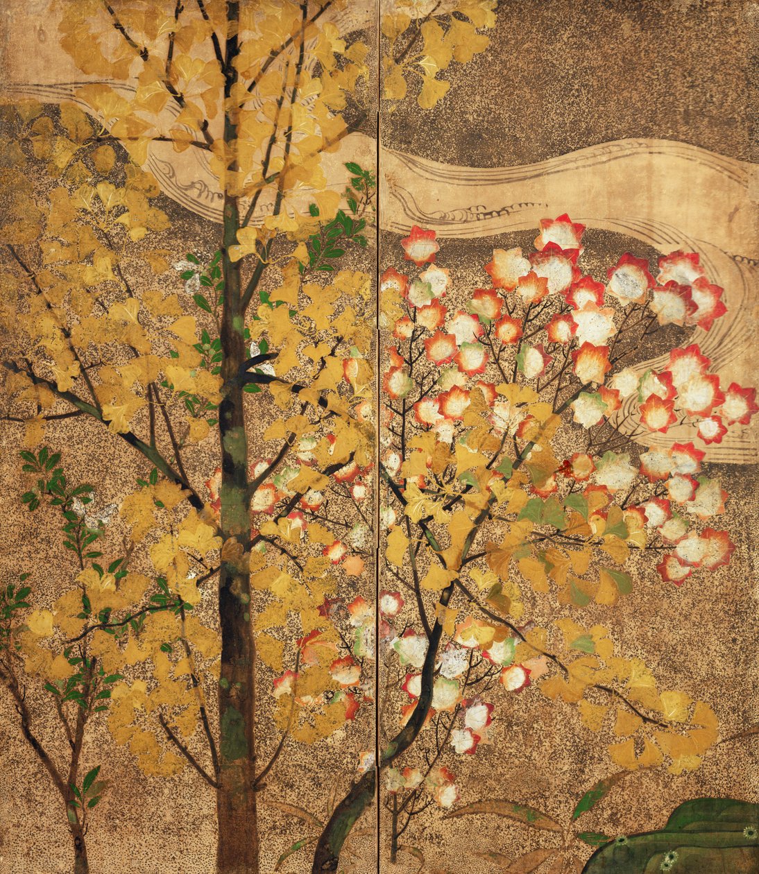 Árvore de outono (seda pintada) de Japanese School