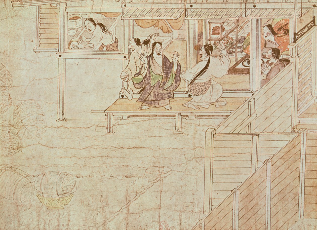 Detalhe de Shigisan Engi Emaki, período de Kamakura de Japanese School
