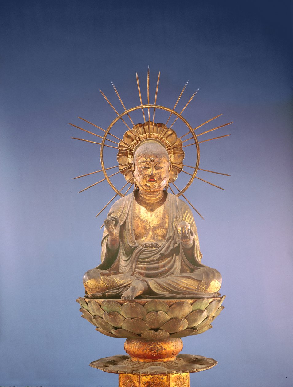 Jizo Bosatsu (Ksitigarbha), período Kamakura (1185-1333), segunda metade do século XIII (madeira, laca e folha de ouro) (ver também 394838) de Japanese School