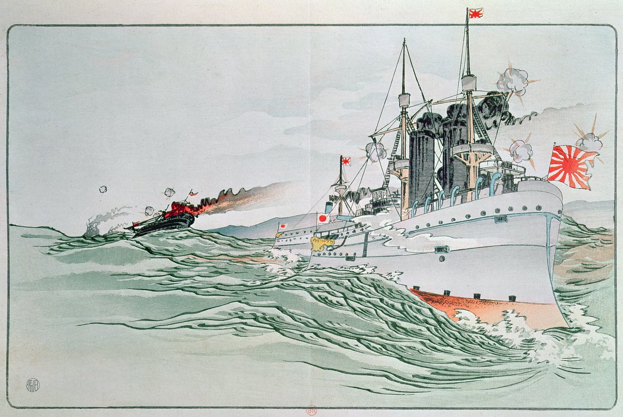 A Batalha de Yalu, 17 de setembro de 1894 de Japanese School