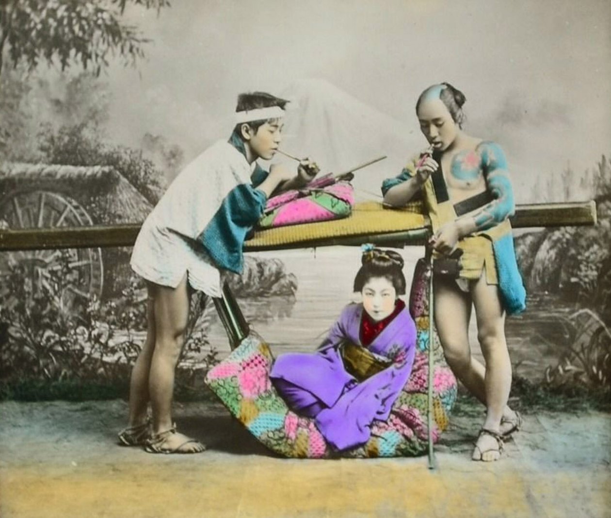 Mão colorida japonesa albumin impressão, c.1880 de Japanese Photographer