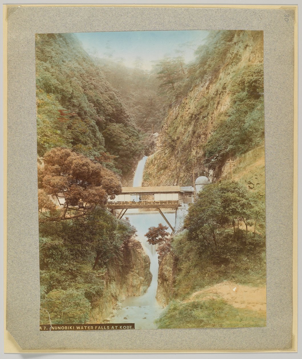 Nunobiki Falls, Kobe, Japão (foto a p/b colorida à mão) de Japanese Photographer
