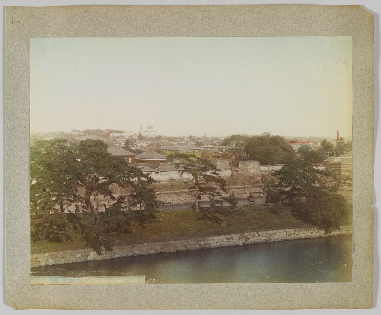 Cidade de Tóquio do Palácio Imperial, Japão (foto a p/b colorida à mão) de Japanese Photographer