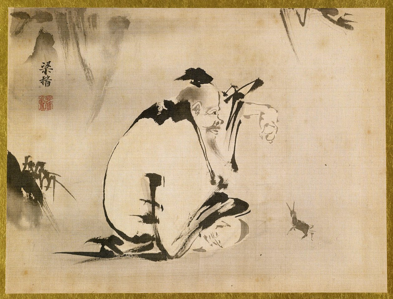 A Taoist Immortal, c.1816-28 (tinta e cores em seda) de Japanese School