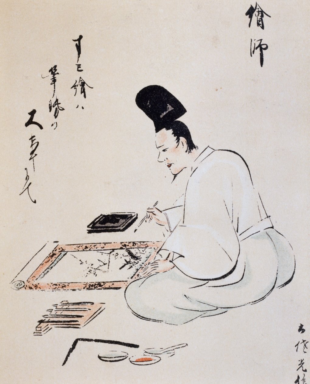 Pintura artística com tinta, desenho, escola Tosa, civilização japonesa, período Edo de Japanese School