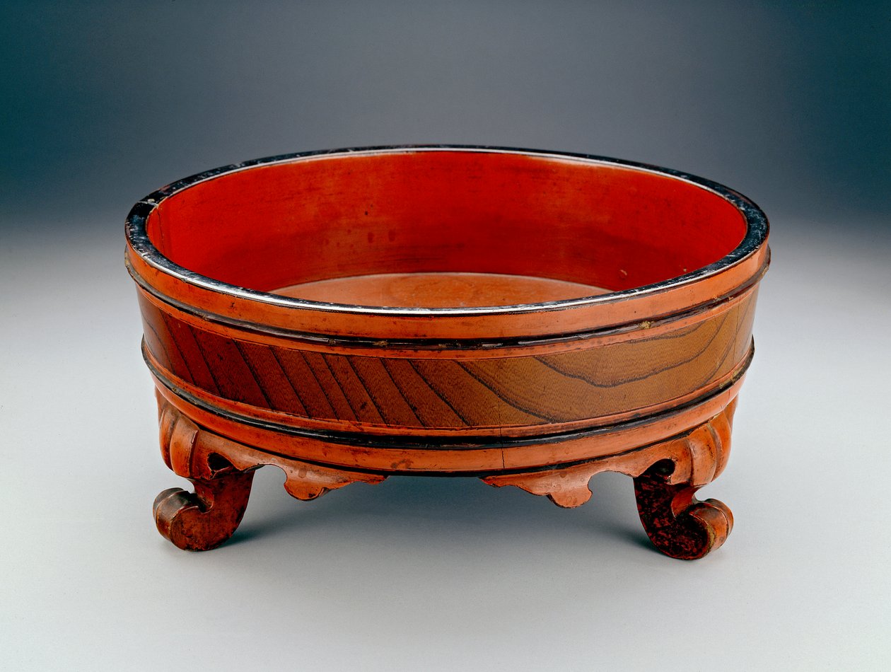 Bacia usada para uma cerimônia de lavagem de mãos budista, 1345 ou 1406 (madeira laqueada) de Japanese School