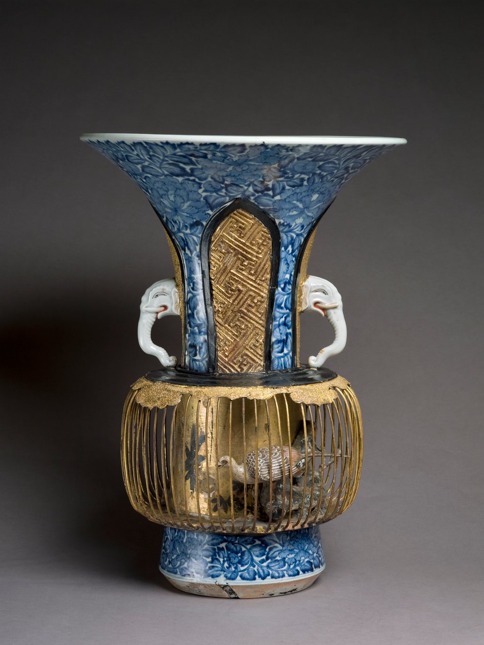 Vaso de gaiola, c.1720 (meios mistos) de Japanese School