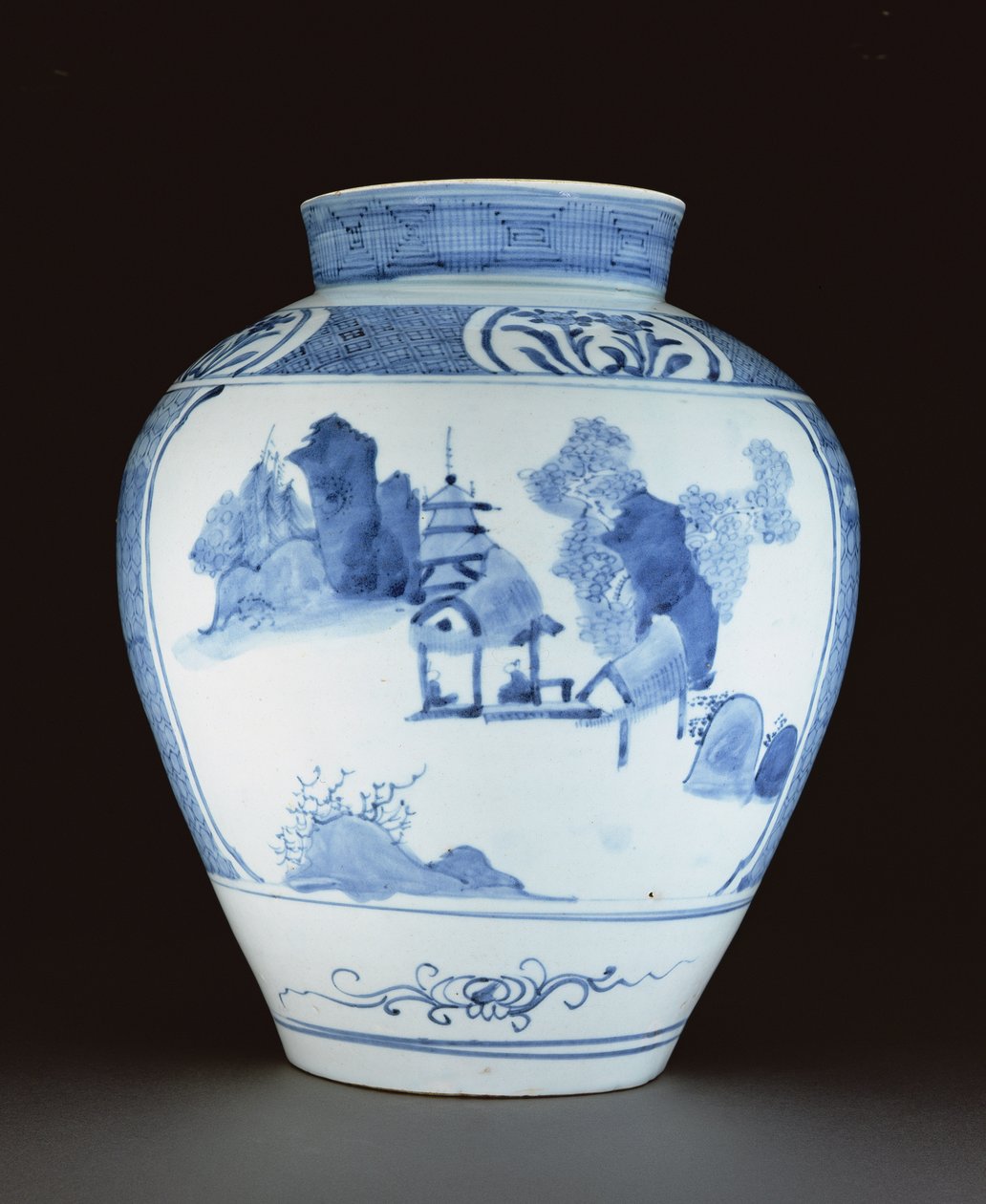 Vaso azul e branco (porcelana) de Japanese School