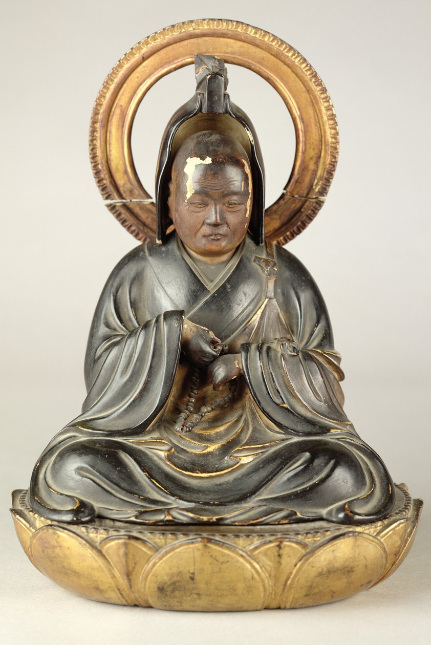 Abade budista (madeira envernizada) de Japanese School